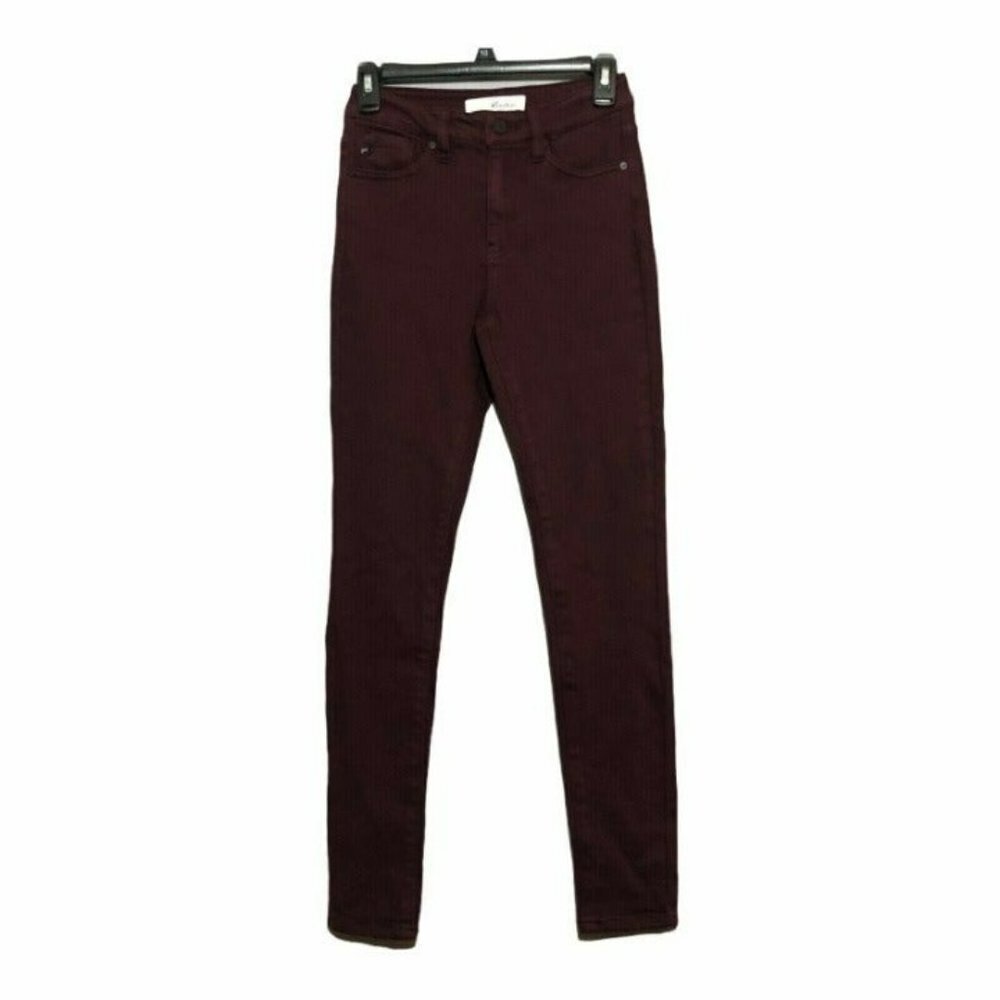 Kancan Skinny Jeans Jeggings Women Size 3/25 Red Magenta Rock Moto Biker Stretch